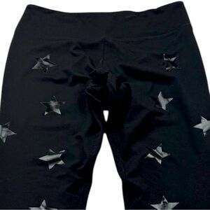 Jessica Simpson The Warm‎ Up Star Print Leggings Women’s L Black Stretch